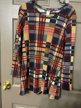 Soft Works Plaid Ribbed Knit Longsleeve - Navy, Red, Mustard, Green